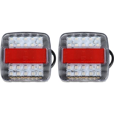 2 luces traseras bicolor de 12V/24V con 20 LED para remolque/camión (cubierta blanca). (1/3)