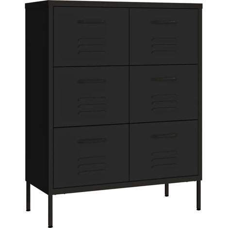 Cómoda de cajones negra 80 x 35 x 101,5 cm robusta almacenamiento ergonómico diseño contemporáneo de acero negro 020046842 (1/5)