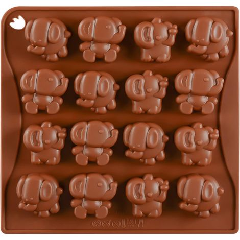 Moule à chocolat éléphant 16 cavités, silicone pour bonbons, glace, savon et décoration de gâteau. (1/5)