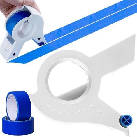 Dispensateur de ruban adhésif, Masking Machine Machine Portable Masking Masking Master Tape Dispensateur avec 2 rouleaux Randeau pour peindre Applicateur de bande de peinture polyvalente (1/4)
