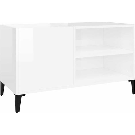 Maison Exclusive - Mueble discos madera contrachapada blanco bril