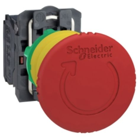 Bouton d'arrêt d'urgence Harmony rouge Ø22 tête Ø 40 tourner pour déverrouiller 1O+1F - Schneider XB5AS8445