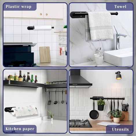 Toilettenpapierhalter – Wandregal – Edelstahl – Schwarz (1/3)