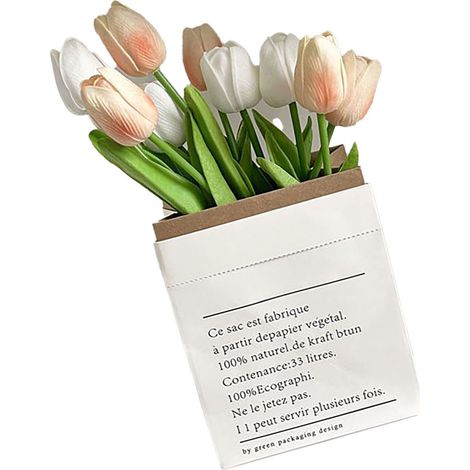 Tulipe artificielle style détaillé, couleurs vives et résistantes, fleurs en plastique pour bureau salon photographie, blanc et champagne (1/5)