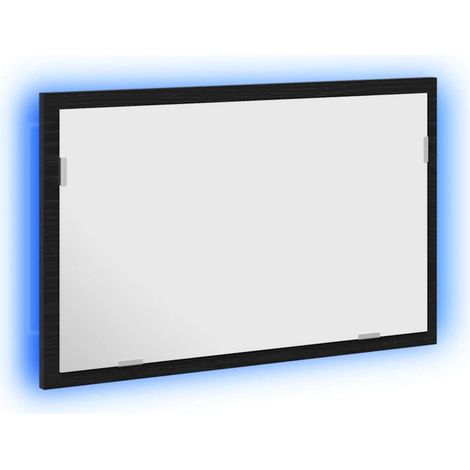 Bathroom Mirror with LED Lights Black Oak 60x8.5x37 cm vidaXL