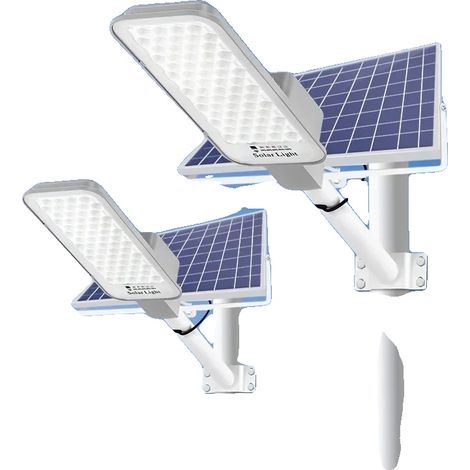 Farola solar, iluminación LED, diseño impermeable, 6000 mAh - Paquete de 2 (1/2)
