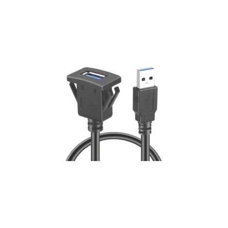 Cable adaptador USB 3.0 hembra empotrable L00S – Cable de extensión de 1 m para coche, PC, barco y motocicleta – Ideal para salpicadero – Crezuo