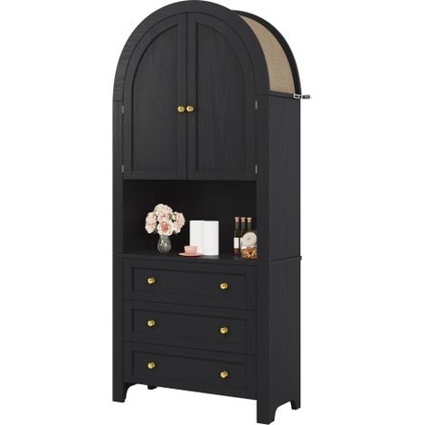 Armoire haute cintrée, portes, tiroirs, étagères, autoportante (1/5)
