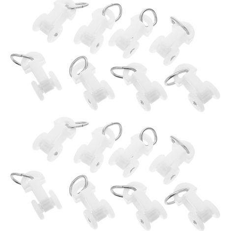 Lot de 100 Crochets Roulettes pour Rail de Rideau Coulissant Silencieux Galets Doubles 12 MM en Plastique Blanc Accessoires pour Portes Coulissantes et Tringles Plafond (1/5)