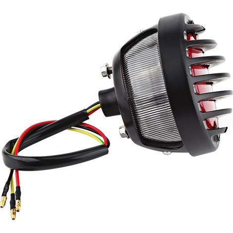 Feu stop moto noir rond pour bobber chopper scooter quad (1/5)