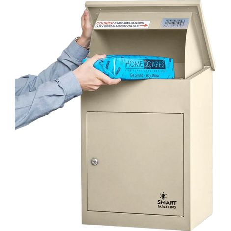 SMART PARCEL BOX™ Wand-Paketkasten Paketbox Paketbriefkasten Postkaten, Entnahme vorne, Beige (1/5)