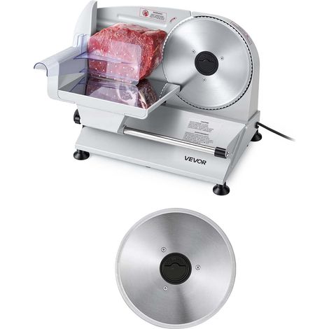 Trancheuse Électrique, Trancheuse à Jambon et Viande avec Épaisseur de Coupe Réglable 0-15 mm, pour Baguette Fromage Saucisson Steak Viande Congelée Charcuterie, Deux Lames en Inox de 190 mm (1/5)