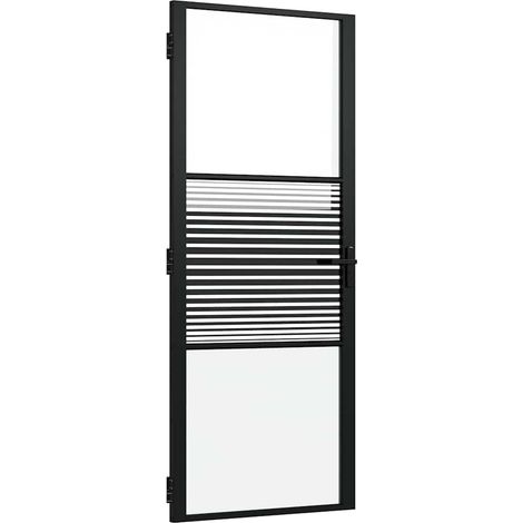 Puerta de Vidrio Rayado Negro 83 x 3,5 x 201,5 cm Aluminio vidaXL