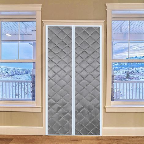 Rideau de Porte Isolant Thermique, 75x210cm Rideau de Porte Épaississant d'hiver, Isolant Phonique Anti Froid, en Coton Magnétique(Gris) (1/5)