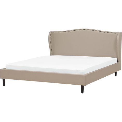 Cama doble tapizada beige 180 x 200 cm con somier y cabecero estilo glamour Colmar