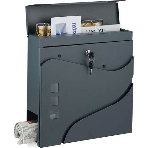 Cassetta delle lettere con porta giornali grigio antracite