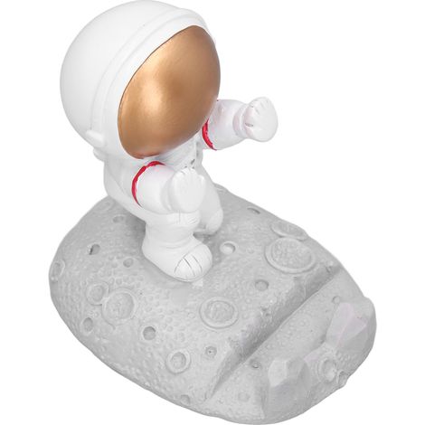 Porte-téléphone astronaute doré, poussant une boule, décoration créative pour salon, artisanat spatial, support de smartphone. (1/5)