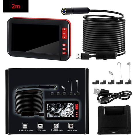 Caméra endoscopique F200, moniteur d'inspection étanche HD 1080P 4.3 pouces, multilingue, câble de 2 m (6,6 pi) avec objectif. (1/5)