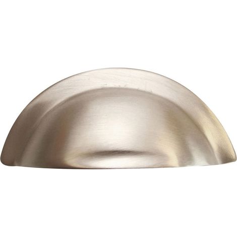 Dubois – Poignée de meuble coquille épaisse en laiton nickel mat – Entraxe 64 mm – Hauteur 40 mm – Longueur 96 mm – Profondeur 18 mm