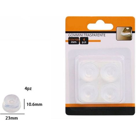 TrAdE Shop Traesio - Set 4pz Gommini Adesivi Protezione Pavimenti Trasparenti Rotondi 23x10.6mm 66107 - (1/2)