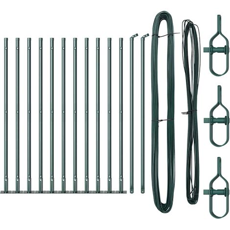 Grillage rouleau，Poteaux de clôture 13 pcs Vert Ø32mm 50 cm Acier galvanisé (1/5)