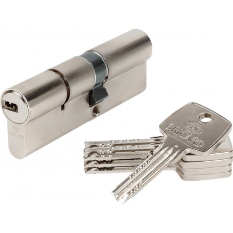 Bricard – Cylindre de serrure débrayable 40 + 50 mm – 10 goupilles – Laiton nickelé – Antiperçage et anticrochetage – 5 clés incluses