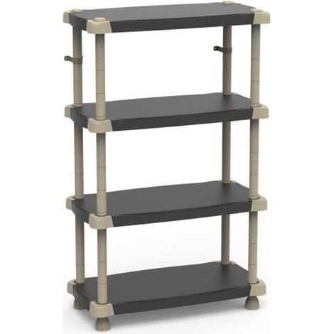 Étagère de rangement modulaire en résine pour jardin, garage, entrepôt, 4 étagères réglables en titane, noir, 88 x 150 x 43 cm (1/5)