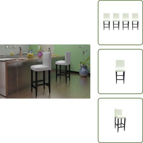 Tabourets de bar lot de 4 blanc similicuir - Tabouret De Bar - Tabourets De Bar - Chaise Haute - Fauteuils De Bar - Meubles De Cuisine (1/5)
