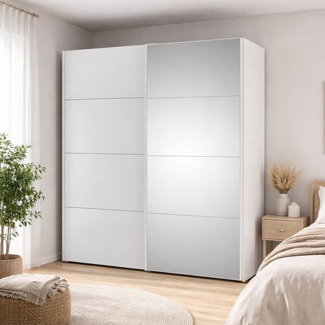 Dmora - Armario 2 puertas Seraphin, Muebles de dormitorio, Vestidor, Armario de ropa, 182x61 h220 cm, Blanco brillante (1/3)