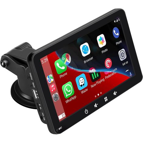 Autoradio Portable - Écran Tactile 7 Pouces 1080P IPS - Bluetooth 5.0 - Support Suction Cup pour Voiture Camion Fourgonnette - Sans Installation - 1 Pièce
