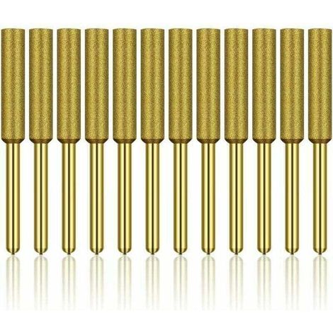 Kit de 12 disques à aiguiser diamantés pour tronçonneuses – Meules abrasives avec revêtement titane haute dureté, accessoires compatibles avec affûteuses, diamètre 4,8 mm (3/16 po)