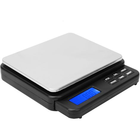 Hochpräzise digitale Mini-Küchenwaage mit blauer Hintergrundbeleuchtung, 1000 g / 0,01 g, Schwarz (1/5)
