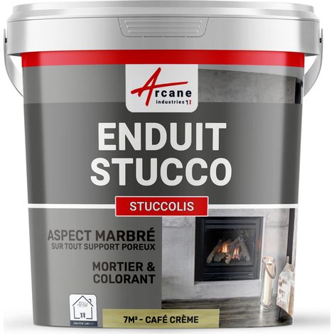 Mortier et teinte, stuc, sans primaire, ni finition : Stuccolis - kit jusqu'à 7 m² Café Crème - ARCANE INDUSTRIES