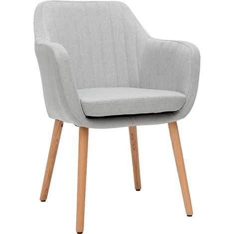 Sillón escandinavo gris claro y patas roble ALEYNA