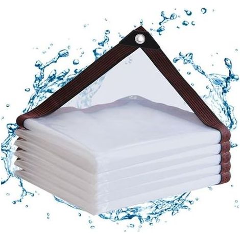 pièce (2 x 4 m) bâche imperméable transparente en PE avec œillets pour balcons, brise-vent, mobilier de jardin extérieur, jardins d'hiver (1/5)