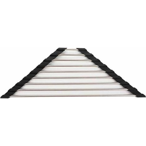 Égouttoir à Vaisselle Pliable en Acier Inoxydable avec Revêtement Silicone, Séchoir à Vaisselle d'Angle pour Évier de Cuisine, Gain de Place et Économique