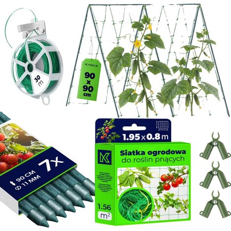 Estacas de jardín, 90 cm de alto, 11 mm de diámetro, 7 piezas, montaje sin herramientas, soporte para plantas trepadoras (1/5)