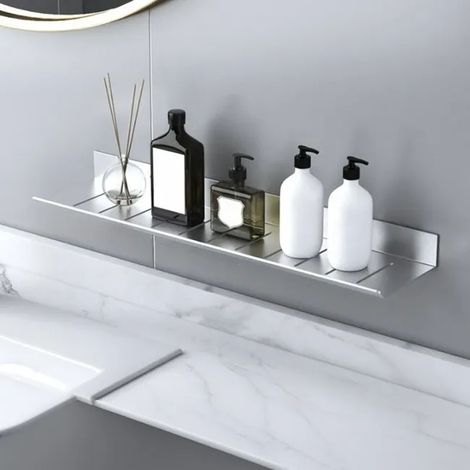 Abtropffläche für Wasserhähne aus Aluminium (bohrfrei), Ablage für Badezimmerspiegel, Organizer für Toilettenartikel und Kosmetikartikel für Waschtisch