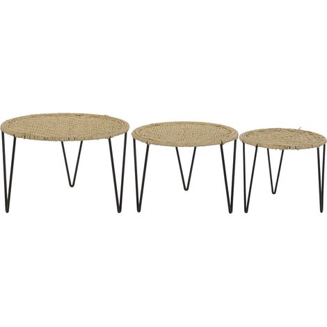 Table d'appoint élégance métal tressé design - Métal noir et corde brune (1/5)