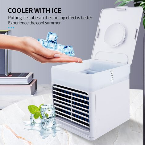 Mini Climatiseur Évaporation – 3 Vitesses, Alimentation USB – Batterie Rechargeable 2000 mAh – Petit Brumisateur Portable – Pour Bureau, Pique-Nique, Camping (1/5)