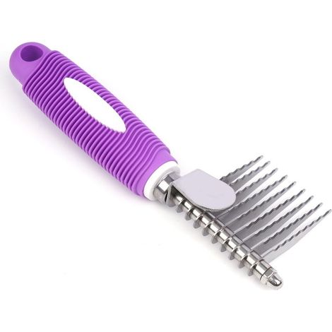 Generic Peigne démêlant pour chiens et chats, peigne pour animaux de compagnie avec longues lames en acier inoxydable de 6,3 cm, poignée antidérapante (1/5)