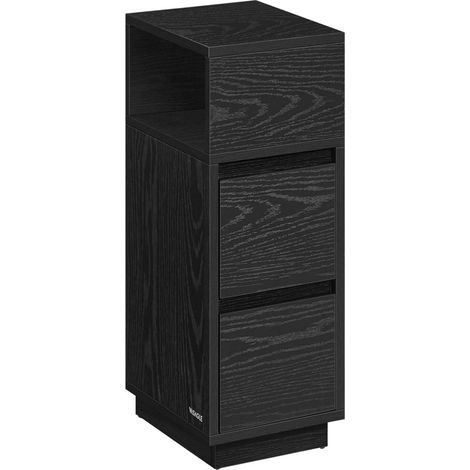 Comodini stretti set di 2 comodini con 2 cassetti e un vano 30 x 25 x 65 cm aperti montaggio a sinistra o a destra per camera da letto/soggiorno nero inchiostro 120007686