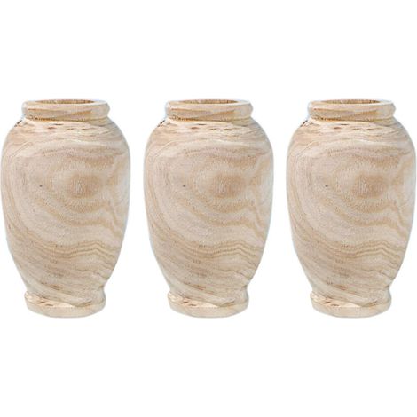 3 jarrones de madera, decoración para sala de estar, mesa de madera maciza, artículos para flores, adorno de botella, decoración del hogar
