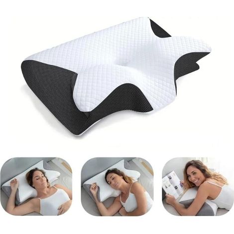 Ergonomisches orthopädisches Memory-Foam-Nackenkissen – Schlafkissen gegen Nackenschmerzen für Seiten- & Rückenschläfer