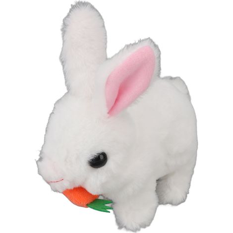 Jouet lapin en peluche authentique électronique interactif bondissant avec son oreilles mobiles blanc cadeau Pâques anniversaire (1/5)