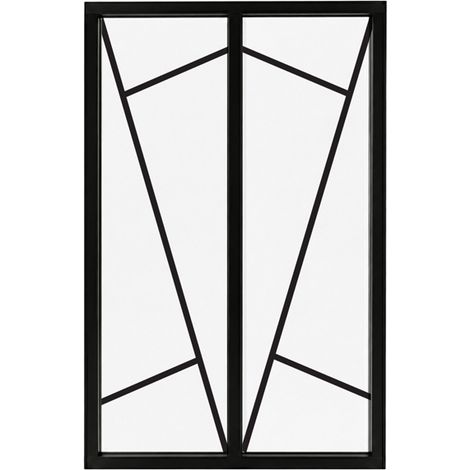Verrière atelier intérieure aluminium noir 2 vitrages 69 x 117 cm - Décor art déco - Prisme - noir et transparent - Verre trempé (1/5)