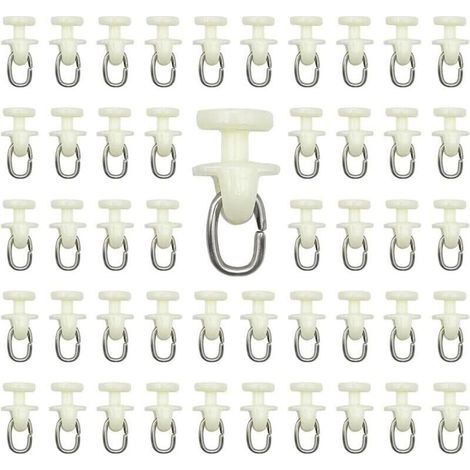 100 pièces Rouleaux de Rail de Rideau-(Blanc) Rail intérieur Crochet de Rideau Rail Glisseur Rail,Rideau Poulie à Rideaux en Plastique (1/4)