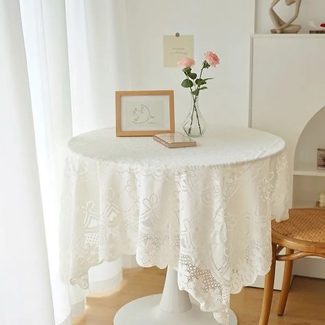 armoire de télévision en dentelle vintage couvercle de poussière blanc 140x200cm toile de table (1/5)