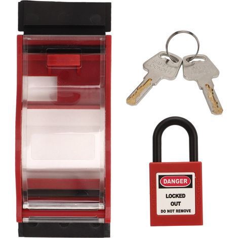 Cadenas de condamnation pour disjoncteur 2P avec couvercle transparent en PC, verrouillage sécurisé par nylon renforcé, kit complet avec 2 clés (1/5)