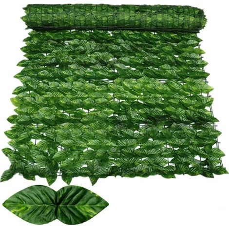 (Pomme vert foncé, 50 x 300 cm) Panneaux de haie artificielle de lierre vert 1 x 3 m, brise-vue, décoration pour jardin, balcon ou maison (1/4)